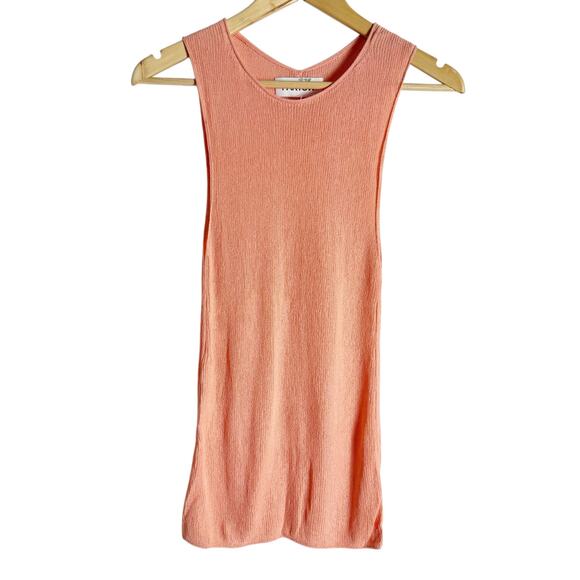 Partow Coral Pink Knit Sleeveless Round Neck Tank Top Size Medium - Picture 1 of 7